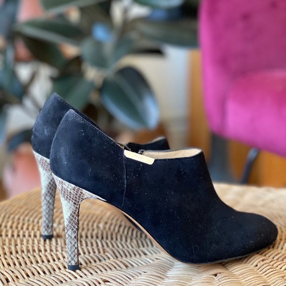 COACH Seneca Booties - black suede snakeskin boots - Picture 3 of 4